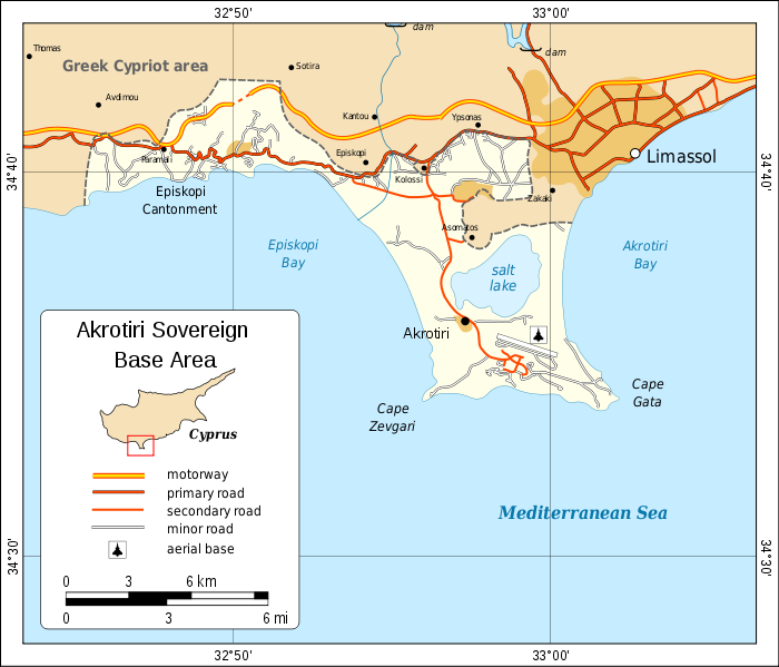Akrotiri Sovereign Base zone chypre carte